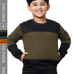 IndiWeaves Boys Pack Of 2 Colourblocked Sweatshirt-image-2