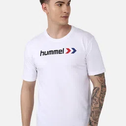 hummel Men White & Black Typography Printed Cotton T-shirt-picture-30