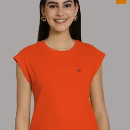 Friskers Women Orange 2 Extended Sleeves T-shirt-image-88