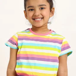Campana Alexis Girls Striped Half Sleeves Round Neck Cotton T-shirt-picture-37
