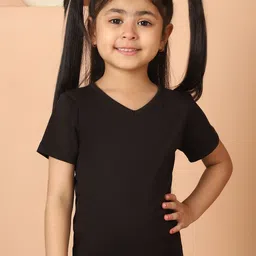 MINI & MING Girls Solid V-Neck Pure Cotton T-shirt-picture-40