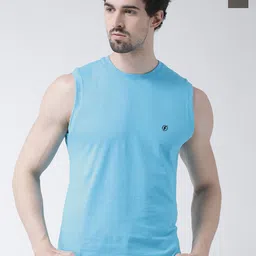 Friskers Pack Of 2 Round Neck Sleeveless Cotton Slim Fit T-shirt image 1