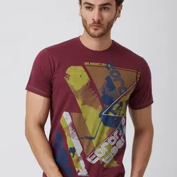 yak yak YAK Men Magenta & Yellow Printed Slim Fit T-shirt-picture-41