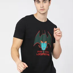 LOCOMOTIVE Men Black & Green Printed Slim Fit T-shirt-picture-21
