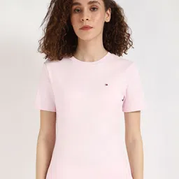 Tommy Hilfiger Women Solid Round Neck Cotton T-shirt-picture-53