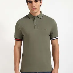 Tommy Hilfiger Men Solid Slim Fit Polo Collar Cotton T-shirt-picture-39