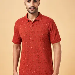 BYFORD by Pantaloons Men Rust Polo Collar Slim Fit T-shirt-picture-19