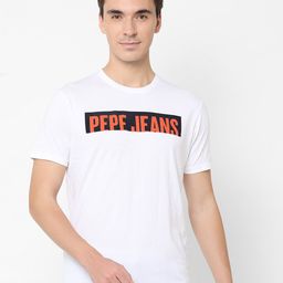 Pepe Jeans Men White & Orange Brand Logo Printed Slim Fit Pure Cotton T-shirt-picture-21