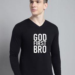 FBAR Typography Printed V-Neck Cotton Slim Fit T-shirt-picture-18