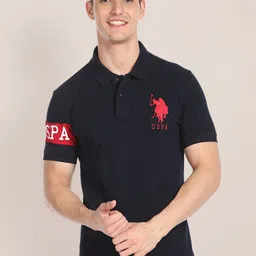 U.S. Polo Assn. Pique Half Sleeve Pure Cotton Slim Fit Polo T-shirt-picture-19