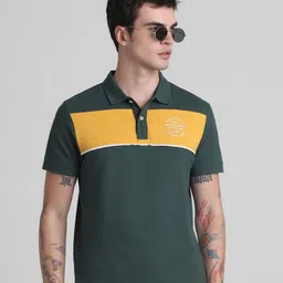 Jack & Jones Colourblocked Cotton Polo Collar Short Sleeves Applique Slim Fit T-shirt-picture-47