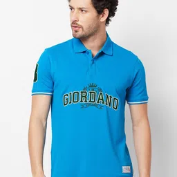 GIORDANO Typography Printed Polo Collar Slim Fit Cotton LycraT-shirt-picture-35