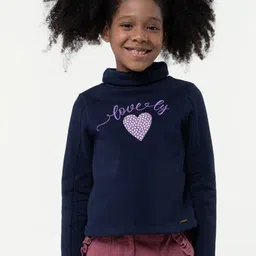 One Friday Girls Graphic Printed Cotton Mock Collar Pullover Sweatshirt-image-97