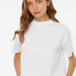 Trendyol Women White Pure Cotton T-shirt-image-90