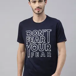 Bushirt Men Navy Blue Printed Round Neck T-shirt-picture-37