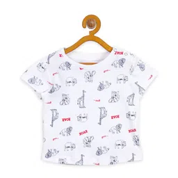 YK Boys White & Navy Blue Printed Round Neck T-shirt-picture-25