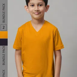 Friskers Boys Pack Of 2 V-Neck Pure Cotton T-shirts-picture-56