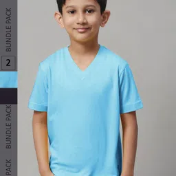 Friskers Boys Pack Of 2 V-Neck Pure Cotton T-shirts-picture-26