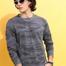 HIGHLANDER Grey Abstract Printed T-shirt image 1