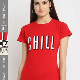 Fabflee Pack Of 3 Typography Printed Cotton T-shirt-picture-23