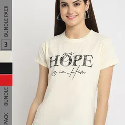 Fabflee Pack of 3 Typography Printed Cotton T-shirts-picture-30