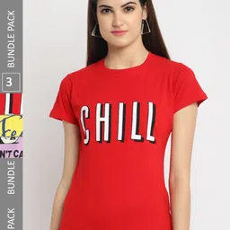 Fabflee Pack of 3 Typography Printed Cotton T-shirt-picture-41