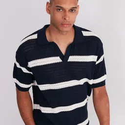 Trendyol Self Design Polo Collar Short Sleeves Casual T-shirt-picture-27