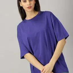 THE HOLLANDER Round Neck Drop-Shoulder Sleeves Pure Cotton Oversized T-shirt-image-7