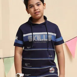 Monte Carlo Boys Striped Hooded Cotton T-shirt-image-68