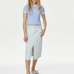 Marks & Spencer Girls Shell Graphic Printed Crop T-shirt-picture-23