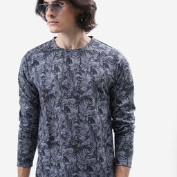 HIGHLANDER Grey Floral Printed Relaxed Fit T-shirt-picture-38