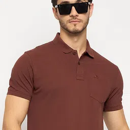 98 Degree North Men Solid Polo Collar Pocket Cotton T-shirt-picture-38
