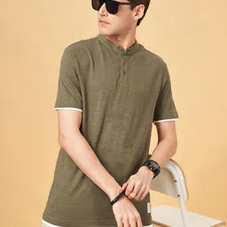 People Men Solid Henley Neck T-shirt-picture-32