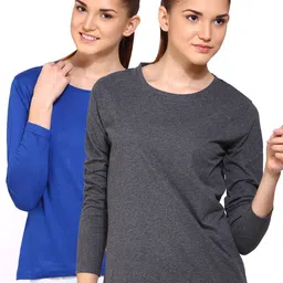 appulse Women Pack of 2 Grey & Blue Cotton T-shirt-picture-27