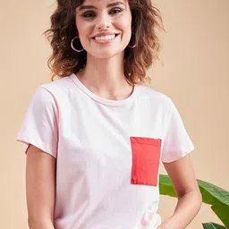 MINT STREET Round Neck Pockets Pure Cotton T-shirt-image-54