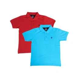 BAESD Boys Pack Of 2 Polo Collar Cotton T-shirt-image-4