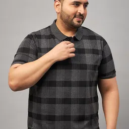 AUSTIVO Plus Size Checked Polo Collar Short Sleeves T-shirt-picture-35