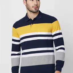 CELSIUS Men Striped Polo Collar Pockets T-shirt-picture-29