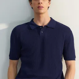 Trendyol Self Design Polo Collar Pure Cotton T-shirt-picture-31