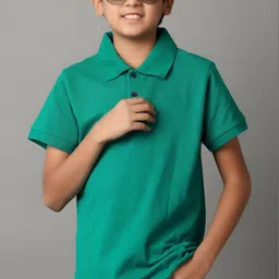 V-Mart Boys Solid Polo Collar Cotton T-shirt image 1