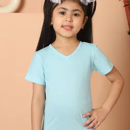 MINI & MING Girls Solid V-Neck Pure Cotton T-shirt-picture-24