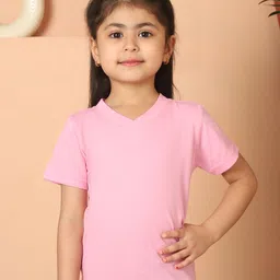 MINI & MING Girls Solid V-Neck Pure Cotton T-shirt-picture-35