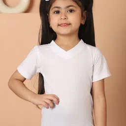 MINI & MING Girls Solid V-Neck Pure Cotton T-shirt-picture-57
