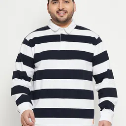 Club York Plus Size Striped Cotton Pullover Sweatshirt-image-55