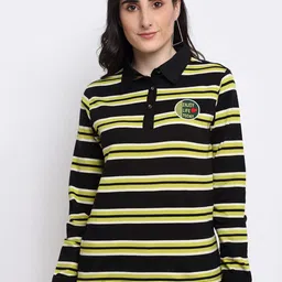 Club York Women Black & Yellow Striped Sweatshirt-picture-41