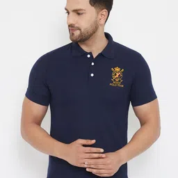 THE MILLION CLUB Men Navy Blue Polo Collar T-shirt-picture-39