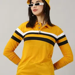 AUSK Striped Polo Collar T-shirt-image-5