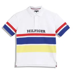 Tommy Hilfiger Boys Striped Cotton Polo Collar Applique T-shirt-picture-23