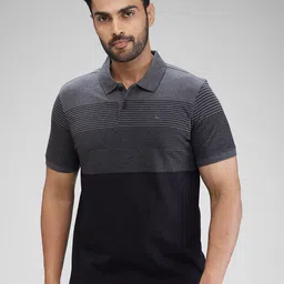 Parx Men Striped Polo Collar Applique T-shirt image 1