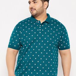 THE MILLION CLUB Plus Size Geometric Printed Polo Collar Cotton Casual T-shirt-picture-25
